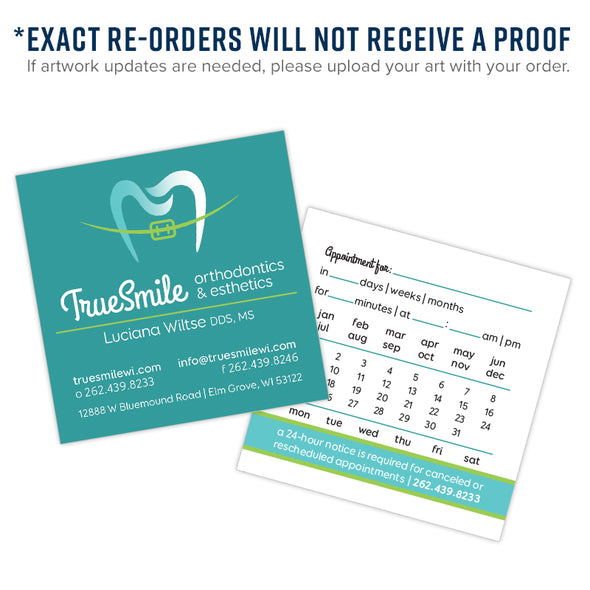 TrueSmile Square Appointment Cards